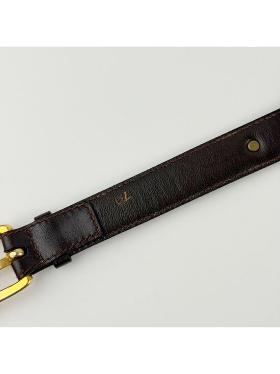 Celine Hose Carriage Leather Belt Dark Brown Gold Vintage main image 7